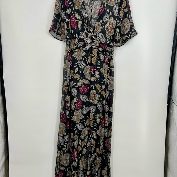 Rag & Bone Tamar Twist Front Floral Sheer Chiffon Maxi Asymmetrical Bodycon US 6 - Picture 8 of 13